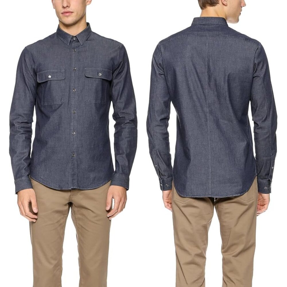Theory Reynold Systematic Long Sleeve Chambray Button‎ Down Shirt